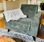 Zachtgroene velvet fauteuil - Profijt Meubel, Ophalen, Zo goed als nieuw, 75 tot 100 cm, Stof