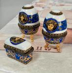 Fabergé ei eieren Versace Medusa SET blauw-wit faberge z/r, Antiek en Kunst, Ophalen of Verzenden
