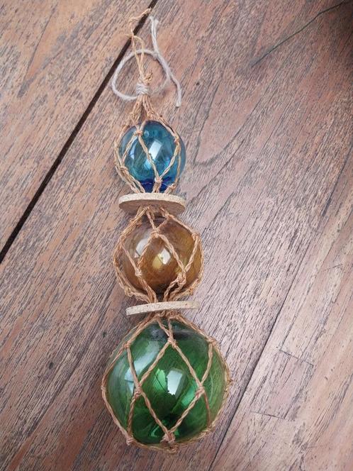 3 vintage glazen gekleurde bollen / glazen drijfbollen, Huis en Inrichting, Woonaccessoires | Overige, Gebruikt, Ophalen of Verzenden