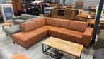 Hoekbank cognac gladde stof. Makkelijk afneembaar., Ophalen, 250 tot 300 cm, Hoekbank, Nieuw