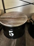 2 Zwarte Opbergtonnen met Houten Deksel, Gebruikt, Twee, Zwart, Ophalen of Verzenden