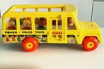 FISHER PRICE 1965 GROTE SCHOOLBUS+LITTLE PEOPLE VAN HOUT, Met geluid, Gebruikt, Ophalen