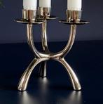 Retro mid-century modern design RVS kandelaar, Ophalen of Verzenden, Minder dan 25 cm