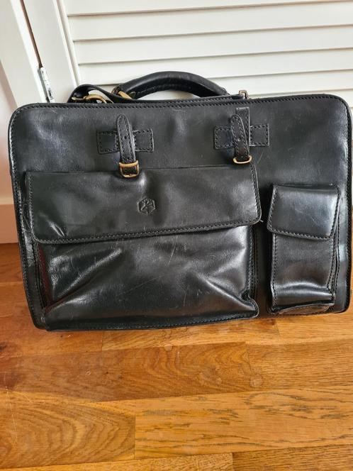 Aktetas leer, Computers en Software, Laptoptassen, Gebruikt, Aktetas, 16 inch, Ophalen of Verzenden
