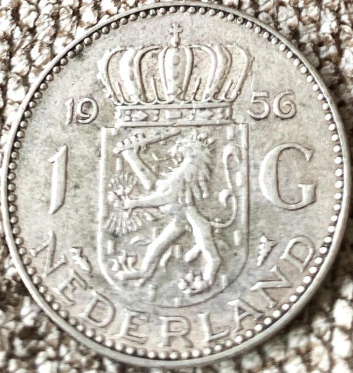 Nederland 1 gulden 1956 zilver zilver 6.5 Gram., Postzegels en Munten, Munten | Nederland, Losse munt, 1 gulden, Koningin Juliana