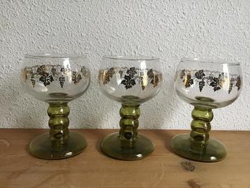 3 vintage wijnglazen.  roemers beschikbaar voor biedingen