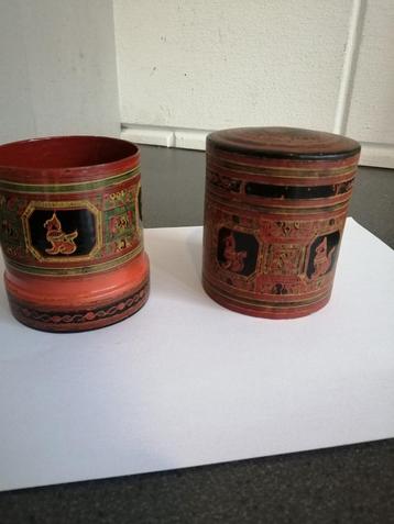 PRACHTIGE BURMASE BETEL GELAKTE DOOS 11X7 CM ANTIEK TOPSTAAT beschikbaar voor biedingen
