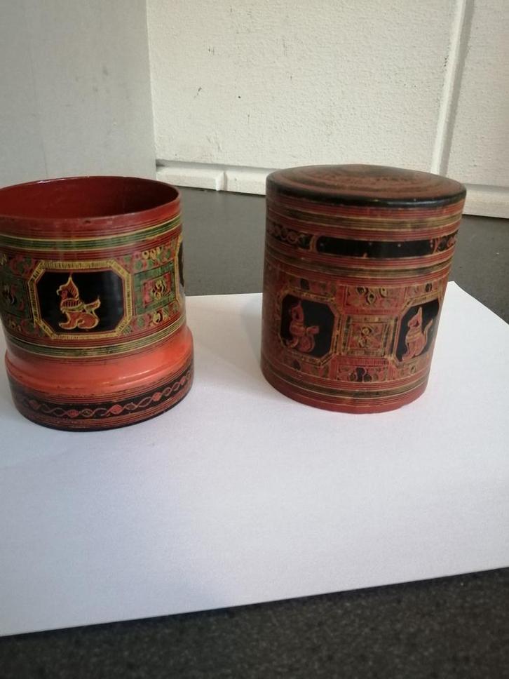 PRACHTIGE BURMASE BETEL GELAKTE DOOS 11X7 CM ANTIEK TOPSTAAT, Antiek en Kunst, Antiek | Overige Antiek, Ophalen of Verzenden