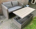 Rotan tuinbankje loungebank + uitklapbare tafel, Ophalen