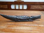 Handgesneden ebbenhouten krokodil, Antiek en Kunst, Kunst | Beelden en Houtsnijwerken, Ophalen of Verzenden