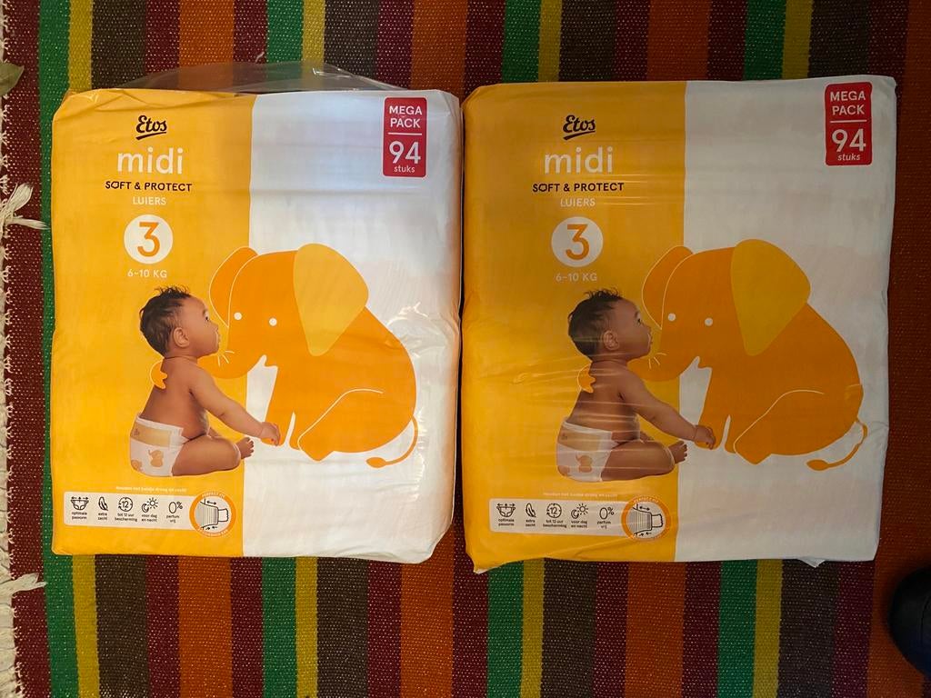 Etos Luiers Maat 3 - 2 Pakketten, Overige typen, Nieuw, Standaard, Ophalen