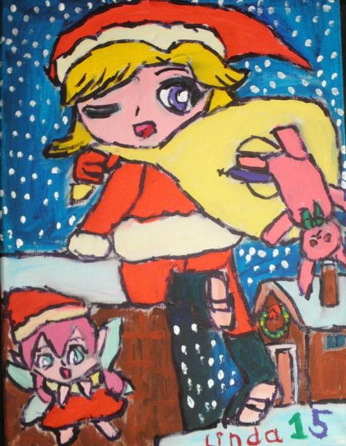 schilderij op doek chibi 15, Antiek en Kunst, Kunst | Schilderijen | Modern, Ophalen of Verzenden