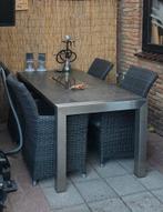 Buiten diningset net vuurtafel en 4stoelen, Ophalen, Gebruikt, Rvs