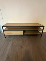 TV meubel warm eiken/ zwart, Ophalen, 100 tot 150 cm, Zo goed als nieuw, Minder dan 100 cm