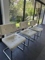 4 moderne kunstleren stoelen, Huis en Inrichting, Ophalen, Wit, Zo goed als nieuw, Vier