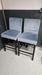 Set van 2 blauwe barstoelen, Huis en Inrichting, Barkrukken, Ophalen, Met voetsteun, 60 tot 90 cm, Zo goed als nieuw