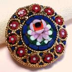 Italiaanse vintage broche glas micro mozaïek bloem, Overige materialen, Overige kleuren, Verzenden, Minder dan 4 cm