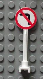 14pb10 (1) 1x white Road Sign Round with No Left Turn Patter, Ophalen of Verzenden, Gebruikt