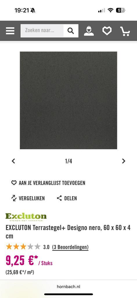 Terrastegel+ Excluton 60x60x4cm - Antractiet, Tuin en Terras, Tegels en Klinkers, Nieuw, Terrastegels, Beton, 10 m² of meer, Gecoat