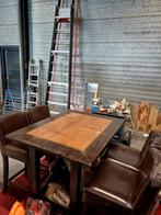 Houten eettafel met 4 stoelen eethoek, 100 tot 150 cm, Klassiek, Ophalen of Verzenden, 150 tot 200 cm