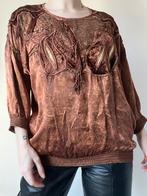Vintage applicatie top, M, boho bohemian hippie glitter, Kleding | Dames, Maat 38/40 (M), Bruin, Verzenden, Vintage