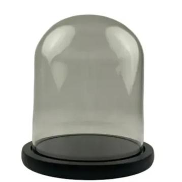 Glazen stolp op zwarte ronde voet - verschillende formaten beschikbaar voor biedingen