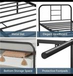 Yaheetech metalen bed bedframe met lattenbodem 190 x 90 CM, Huis en Inrichting, Slaapkamer | Bedden, 90 cm, Eenpersoons, Zwart
