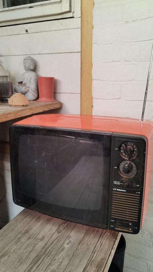 Vintage zwartwit TV oranje Teleteton TR12, Audio, Tv en Foto, Vintage Televisies, Gebruikt, Minder dan 40 cm, Overige merken, Ophalen of Verzenden