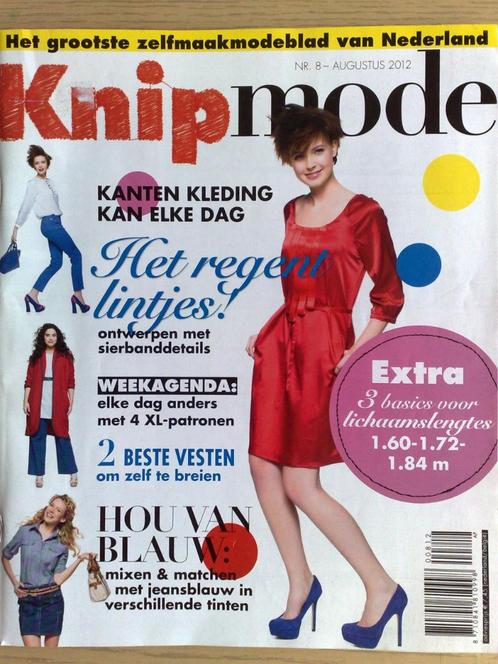Knipmode augustus nr 8 / 2012, Hobby en Vrije tijd, Kledingpatronen, Zo goed als nieuw, Vrouw, Knipmode, Verzenden