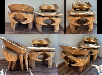 ZEER UNIEK handgemaakte suar-Houten krab SET - Tafel+stoel beschikbaar voor biedingen