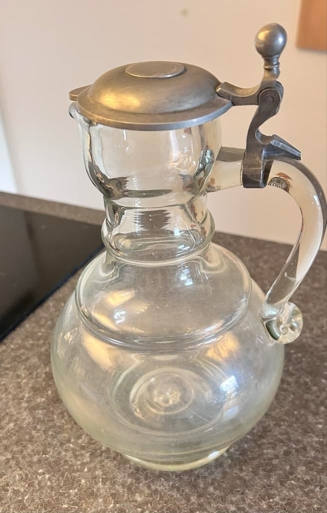 Antieke Karaf met Tinnen Deksel, 1880-1900, Antiek en Kunst, Verzenden