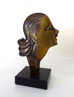 Bronzen beeld hoofd vrouw Art Deco naar Hagenauer 5206-b, Antiek en Kunst, Antiek | Koper en Brons, Ophalen of Verzenden, Brons