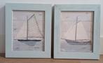 Beach style / 2 schilderijtjes van een zeilboot van hout, Minder dan 50 cm, Minder dan 50 cm, Schilderij, Ophalen of Verzenden
