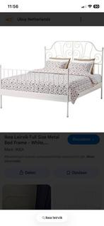 IKEA Leirvik Bed 160x200 + planken, Ophalen, Gebruikt, Wit, Tweepersoons