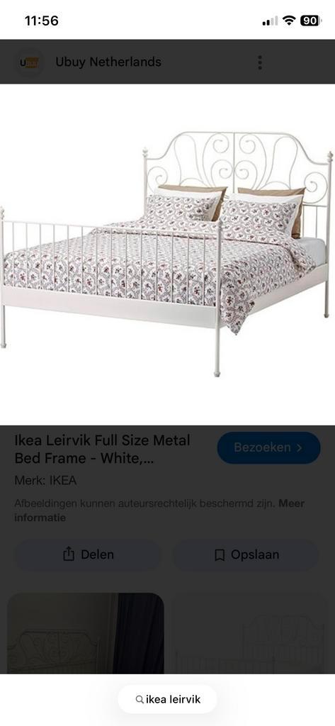 IKEA Leirvik Bed 160x200 + planken, Huis en Inrichting, Slaapkamer | Bedden, Gebruikt, Tweepersoons, 160 cm, 200 cm, Metaal, Wit