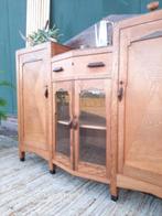 Vintage Art Deco XL dressoir antieke kast Amsterdamse school, BlijeSpullen.nl, Gebruikt, Eikenhout, 150 tot 200 cm