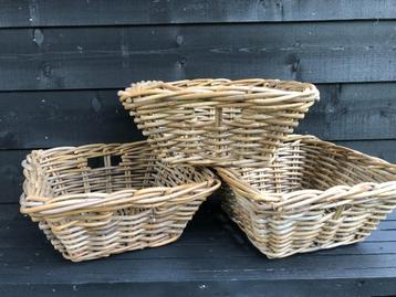 Restpartij Laatste 3Dik Rieten Brocante Grote (brood) Manden beschikbaar voor biedingen