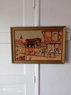 Vintage gebroderd schilderij 54 x 37 cm, Ophalen of Verzenden