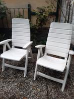 2 Hartman Tuinstoelen - Wit, Ophalen of Verzenden, Gebruikt, Kunststof, Verstelbaar