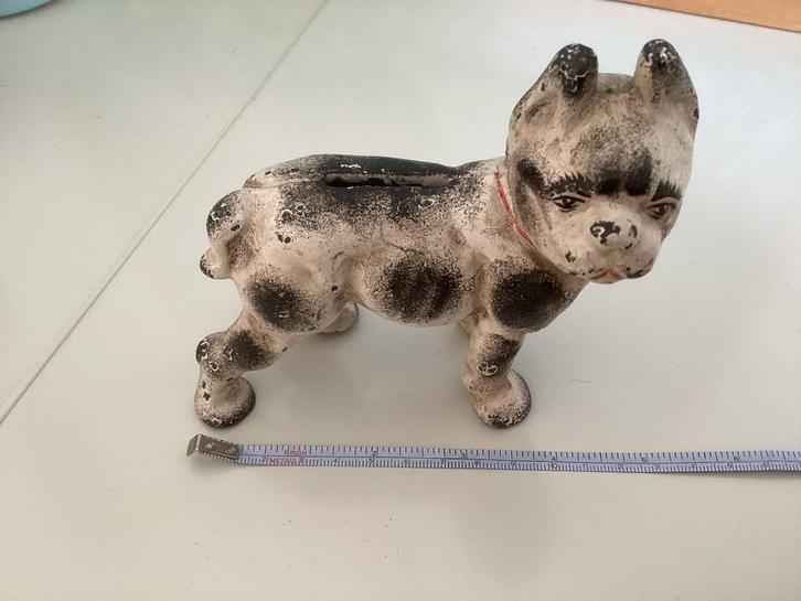 Gietijzeren Franse Bulldog Spaarpot, Antiek en Kunst, Antiek | Woonaccessoires, Ophalen of Verzenden