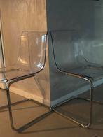 4 Transparante stoelen met metalen frame, Huis en Inrichting, Stoelen, Ophalen, Gebruikt, Overige kleuren, Vier