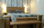 UNIEK houten bed 140x200 (handgemaakt), Gebruikt, Bruin, 140 cm, Hout
