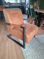 Stoere industriële fauteuil met metalen frame, Huis en Inrichting, Fauteuils, Ophalen, Overige materialen, Gebruikt, Minder dan 75 cm