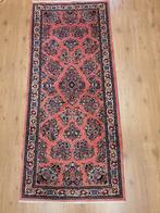 Vintage handgeknoopt perzisch tapijt loper sarough 198x85, 50 tot 100 cm, 150 tot 200 cm, Gebruikt, Rechthoekig