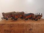4x Märklin 16cm wagons spoor 0 - jaren '30-'40 (antiek blik), Antiek en Kunst, Antiek | Speelgoed, Ophalen of Verzenden