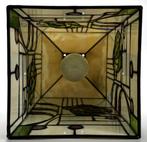 622. Glas-in-lood hanglamp, 1930-1950 – Europa, Ophalen of Verzenden, Glas, Minder dan 50 cm