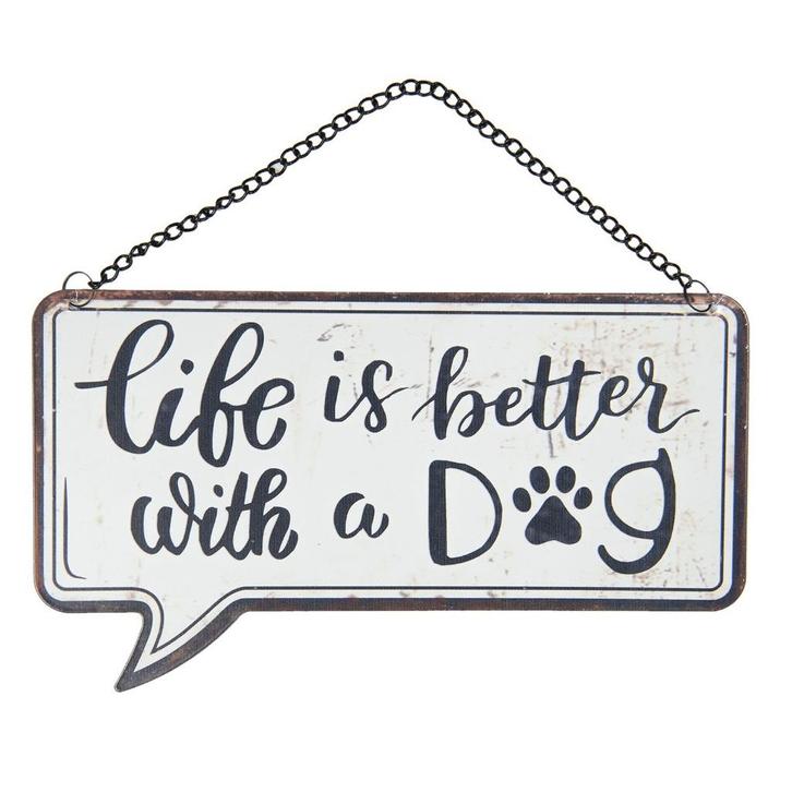 Wand bordje Life is better with a dog, Huis en Inrichting, Woonaccessoires | Wanddecoraties, Nieuw, Ophalen of Verzenden