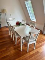 Tafel wit met 6 stoelen, Huis en Inrichting, Complete eetkamers, 4 tot 6 stoelen, Ophalen of Verzenden, Zo goed als nieuw