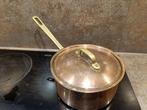 Koperen steelpan met deksel, Huis en Inrichting, Keuken | Potten en Pannen, Overige materialen, Gebruikt, Inductieplaat, Ophalen