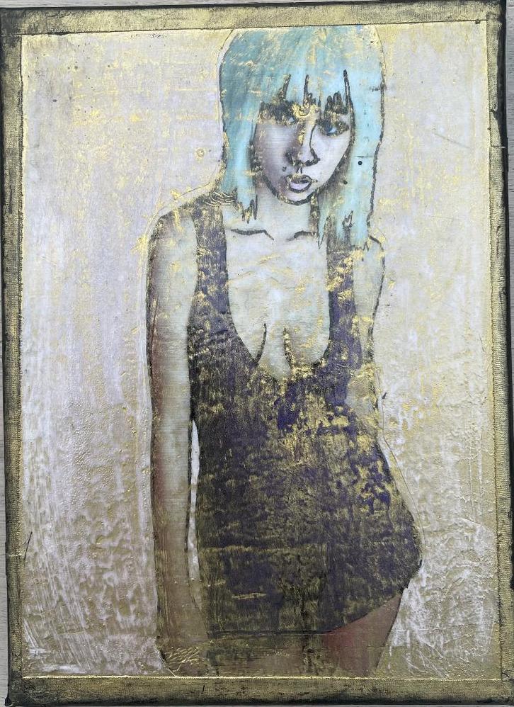 Sexy jonge vrouw, Antiek en Kunst, Kunst | Schilderijen | Modern, Ophalen of Verzenden